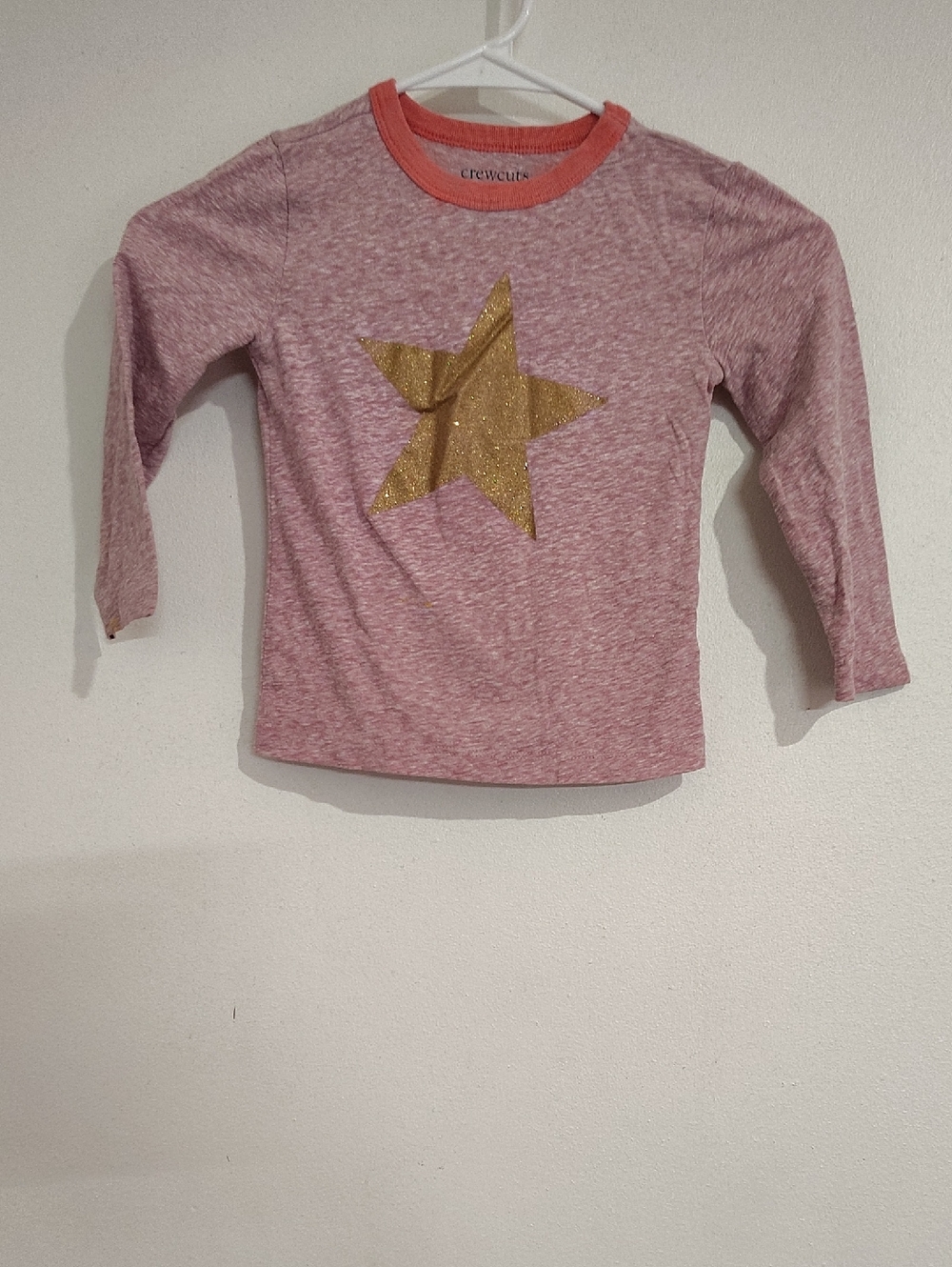 Crewcuts Pink Heather Long Sleeve Tee with Gold Star